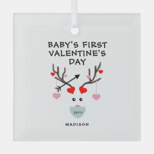 Personalisiertes Geschenk für den ersten Valentins Ornament Aus Glas
