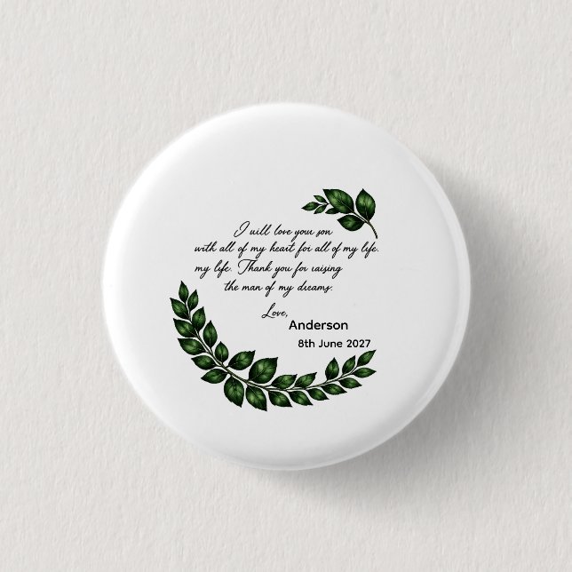 Personalisiertes Geschenk für die Mutter des Bräut Button (Vorderseite)