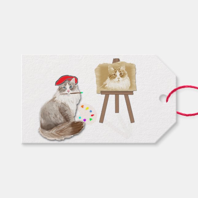 Personalisiertes Geschenk für Katzenkünstler Geschenkanhänger (Vorderseite (Horizontal))