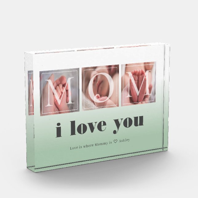 Personalisiertes Geschenk für Mama Foto Block (Links)