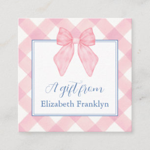 Personalisiertes Geschenk für Rosa Gingham Girls Begleitkarte