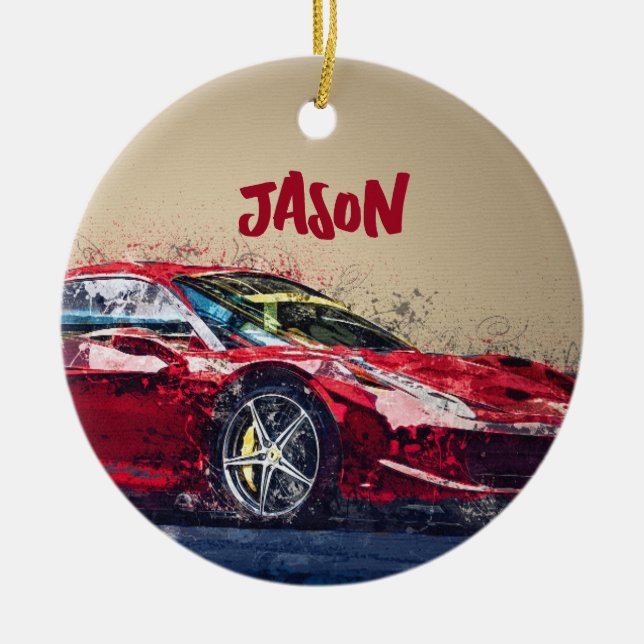 Personalisiertes Geschenk für Rote Rasse Auto Keramik Ornament (Vorne)