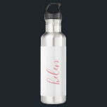 Personalisiertes Geschenk für Skriptnamen Benutzer Edelstahlflasche<br><div class="desc">Eine wunderschöne Wasserflasche mit einem individuelle Name in einem modernen,  eleganten Schriftart. In Rosa und Weiß. Wunderbar als Muttertag,  Urlaub,  Geburtstag,  Hauswärme oder Brautjunggeschenk.</div>