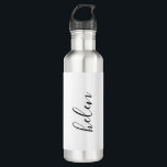Personalisiertes Geschenk für Skriptnamen Benutzer Edelstahlflasche<br><div class="desc">Eine wunderschöne Wasserflasche mit einem individuelle Name in einem modernen,  eleganten Schriftart. In Schwarz und Weiß. Wunderbar als Muttertag,  Urlaub,  Geburtstag,  Hauswärme oder Brautjunggeschenk.</div>