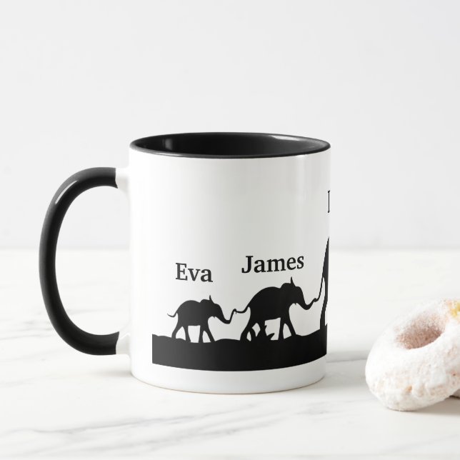Personalisiertes Geschenk für Vati-Elefant-Tasse Tasse (Mit Donut)