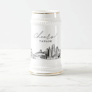Personalisiertes Geschenk Miami Skyline Sketch Bee Bierglas