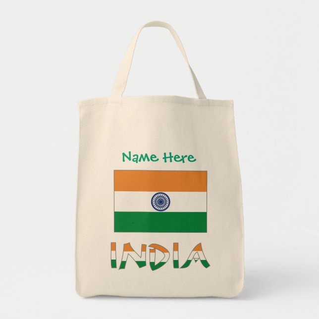 Personalisiertes Geschenk mit indischer Flagge Tragetasche (Vorne)