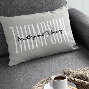 Personalisiertes Geschenk Moderner Grauer Familien Lendenkissen