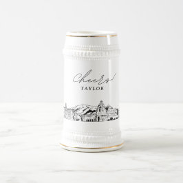 Personalisiertes Geschenk Pasadena Skyline Sketch Bierglas