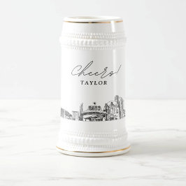 Personalisiertes Geschenk Reno Skyline Sketch Bierglas
