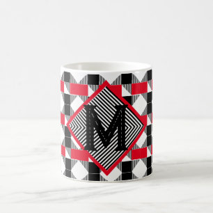 Personalisiertes Geschenk Rot Schwarz Geometrische Kaffeetasse