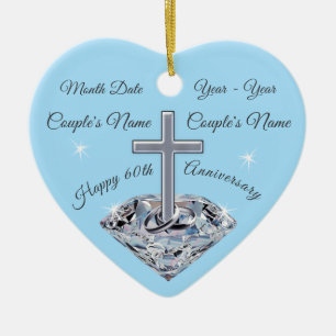 Personalisiertes Geschenk zum 60. Hochzeitstag Keramik Ornament