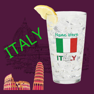 Personalisiertes Geschenk zum italienischen Flagge Glas