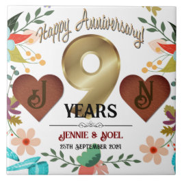 Personalisiertes Geschenk zum neunten Jubiläum Fliese
