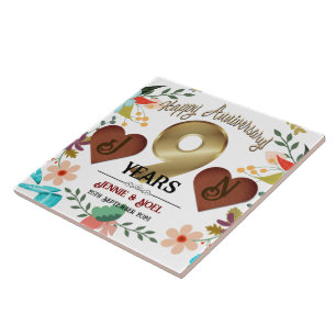 Personalisiertes Geschenk zum neunten Jubiläum Fliese