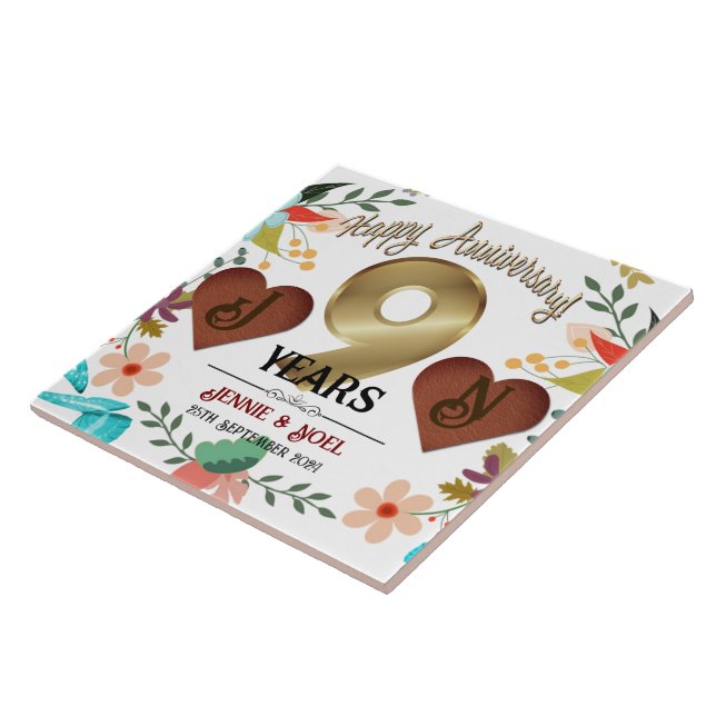 Personalisiertes Geschenk zum neunten Jubiläum Fliese (Seite)