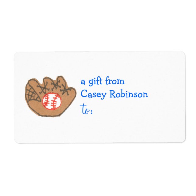 Personalisiertes Geschenketikett — Baseball-Thema (Vorne)