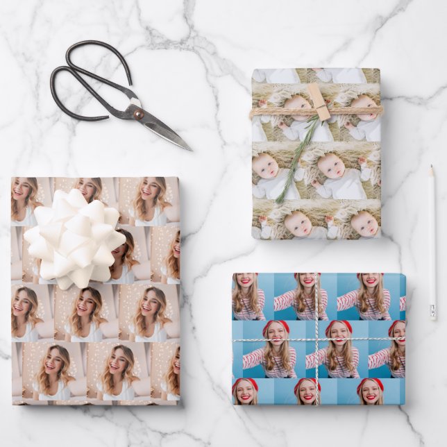 personalisiertes Geschenkface-Foto Geschenkpapier Set (Vorderseite)