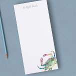 Personalisiertes Geschirr für Wasserfarben Magnetischer Notizblock<br><div class="desc">Diese personalisierte Schreibwarenhandlung in elegantem Küstenstil mit ihrem Familiennamen oder Monogramm in einer handgeschriebenen Schrifttyp mit meiner Original-Aquarellkunst aus blauem Krab. Um mehr Zuhause-Wohndesigns und Handwerksgeschenke zu sehen,  besuchen Sie www.zazzle.com/dotellabelle Einzigartige Aquarellkunst und Design von Victoria Grigaliunas von Do Tell A Belle.</div>