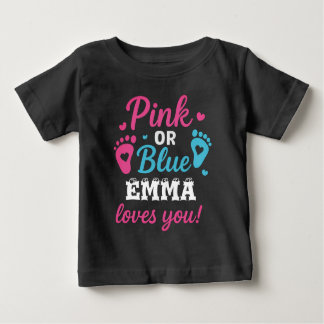 Personalisiertes Geschlecht zeigt rosa oder blaues Baby T-shirt
