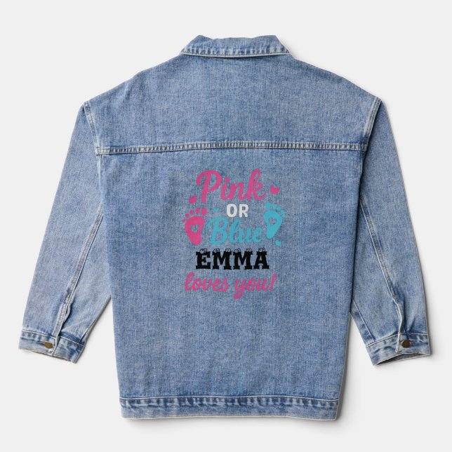 Personalisiertes Geschlecht zeigt rosa oder blaues Jeansjacke (Rückseite)