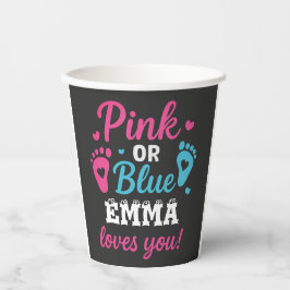 Personalisiertes Geschlecht zeigt rosa oder blaues Pappbecher