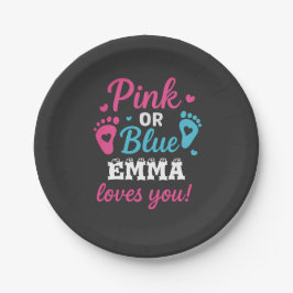 Personalisiertes Geschlecht zeigt rosa oder blaues Pappteller