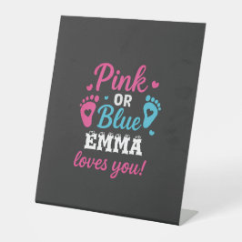 Personalisiertes Geschlecht zeigt rosa oder blaues Sockelschild