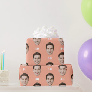 Personalisiertes Gesicht 10. 20. 30. 40. Geburtsta Geschenkpapier