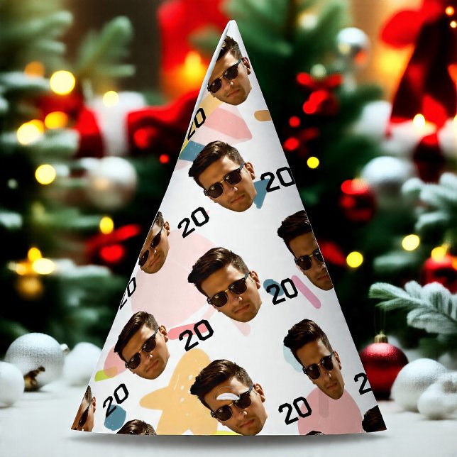 Personalisiertes Gesicht 20. 30. 40. 50. Geburtsta Partyhütchen (Von Creator hochgeladen)