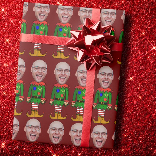 Personalisiertes Gesicht Foto Elf Custom Face Weih Geschenkpapier (Von Creator hochgeladen)