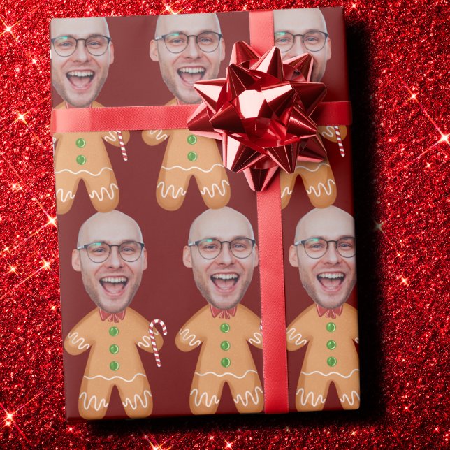 Personalisiertes Gesicht Foto Lebkuchen Weihnachte Geschenkpapier (Von Creator hochgeladen)
