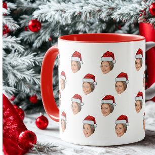 Personalisiertes Gesicht Foto Weihnachtsmannmütze  Tasse