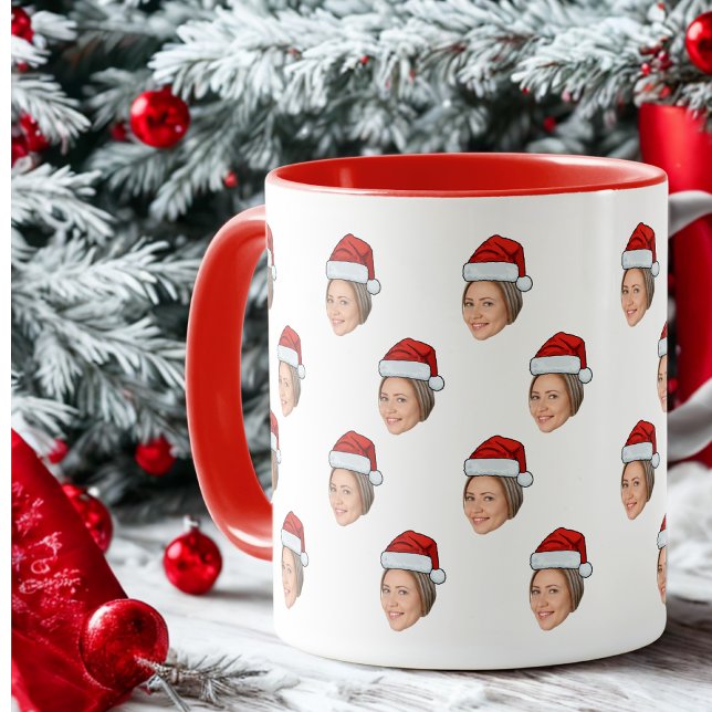Personalisiertes Gesicht Foto Weihnachtsmannmütze  Tasse (Von Creator hochgeladen)