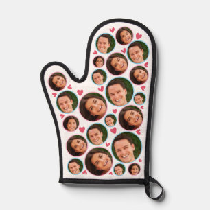 Personalisiertes Gesicht mit Herz-Paar-Foto Ofenhandschuh
