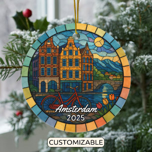Personalisiertes gestanztes Glas Amsterdam Keramik Ornament