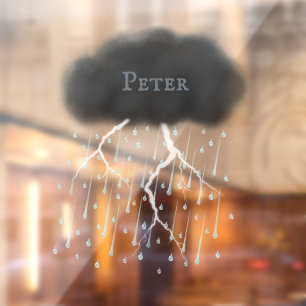 Personalisiertes Gewitter Wolkenregen & Blitze Fensteraufkleber