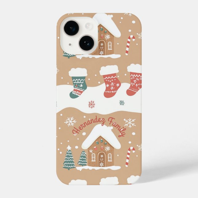 Personalisiertes Gingerbrei Weihnachtsgeschenk iPhone Hülle (Rückseite)