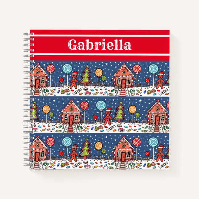 Personalisiertes Gingerbrot House Notebook Notizbuch (Vorderseite)