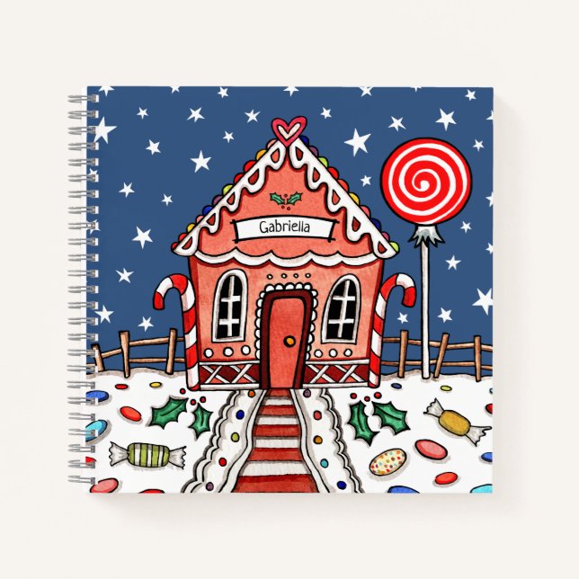 Personalisiertes Gingerbrot House Notebook Notizbuch (Vorderseite)