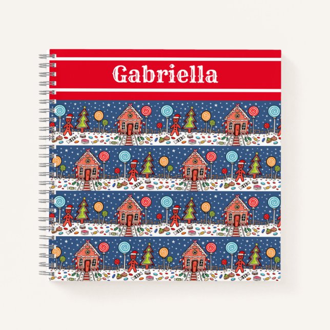 Personalisiertes Gingerbrot House Notebook Notizbuch (Vorderseite)