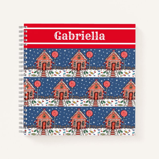 Personalisiertes Gingerbrot House Notebook Notizbuch (Vorderseite)