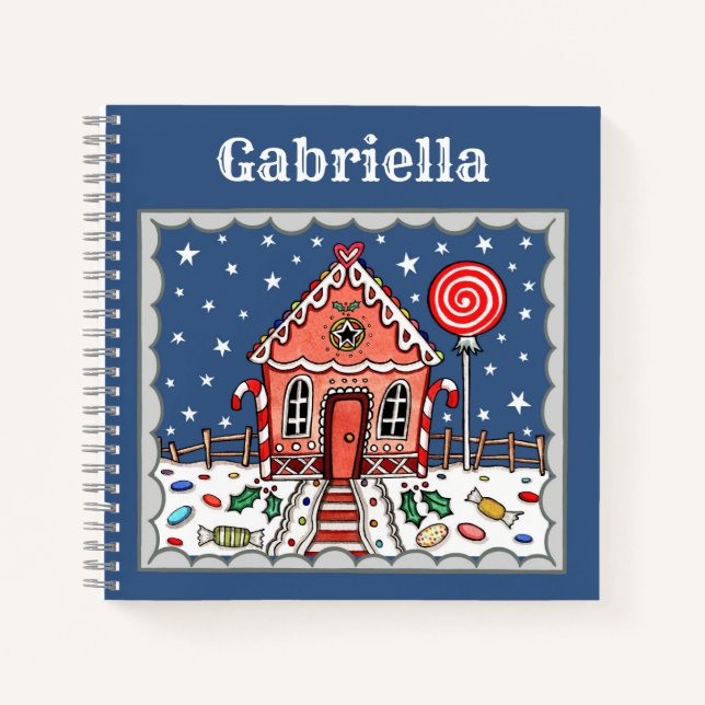 Personalisiertes Gingerbrot House Notebook Notizbuch (Vorderseite)