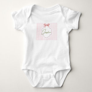 Personalisiertes Gingham-Kinderzimmer für Baby Mäd Strampler
