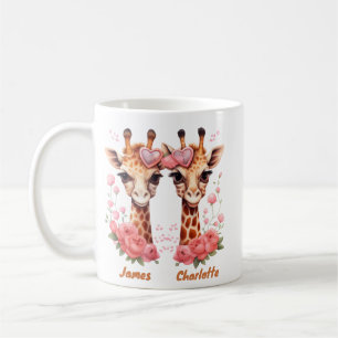 Personalisiertes Giraffenpaar zum Valentinstag Kaffeetasse