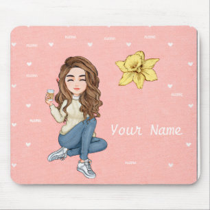 Personalisiertes Girl Boss-Mauspad mit Herzen Mousepad