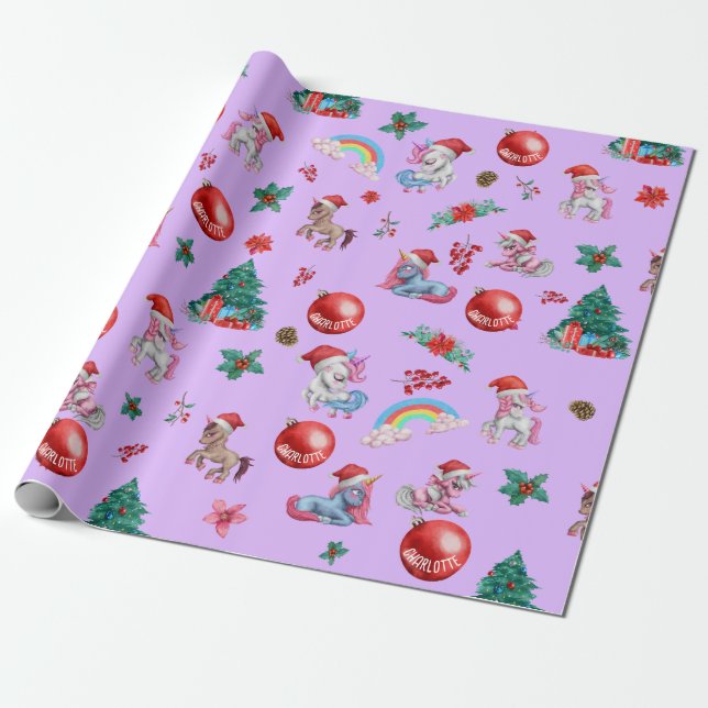 Personalisiertes Girl Christmas Wrapping Paper Uni Geschenkpapier (Ungerollt)