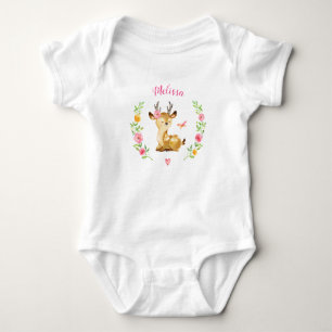 Personalisiertes Girl Deer Woodland Baby Shoft Strampler