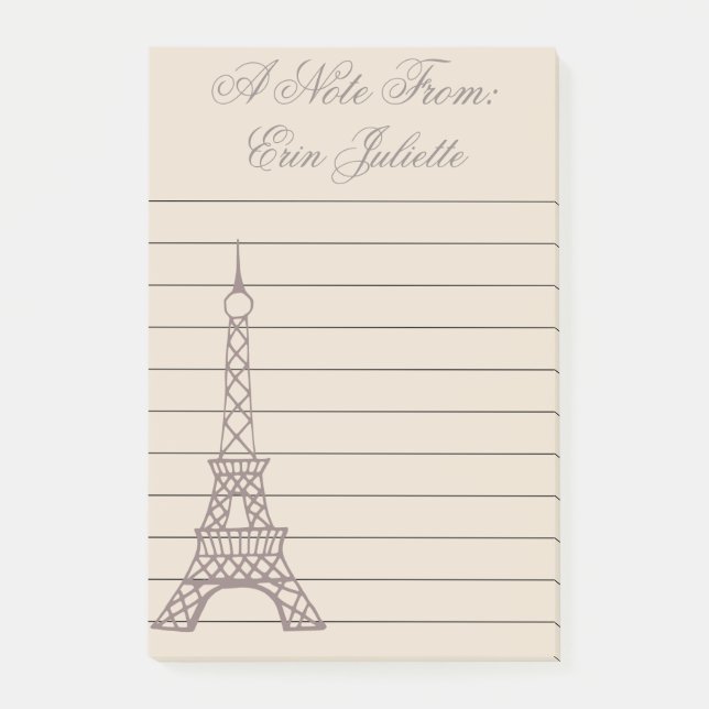Personalisiertes Girl's Paris Eiffel Tower-Geschen Post-it Klebezettel (Vorderseite)
