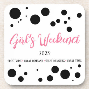 Personalisiertes Girl's Weekend Pink Dotted Getränkeuntersetzer